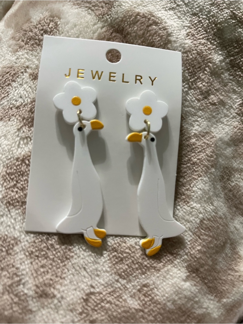 White and Yellow Duck Drop Earrings - Brand